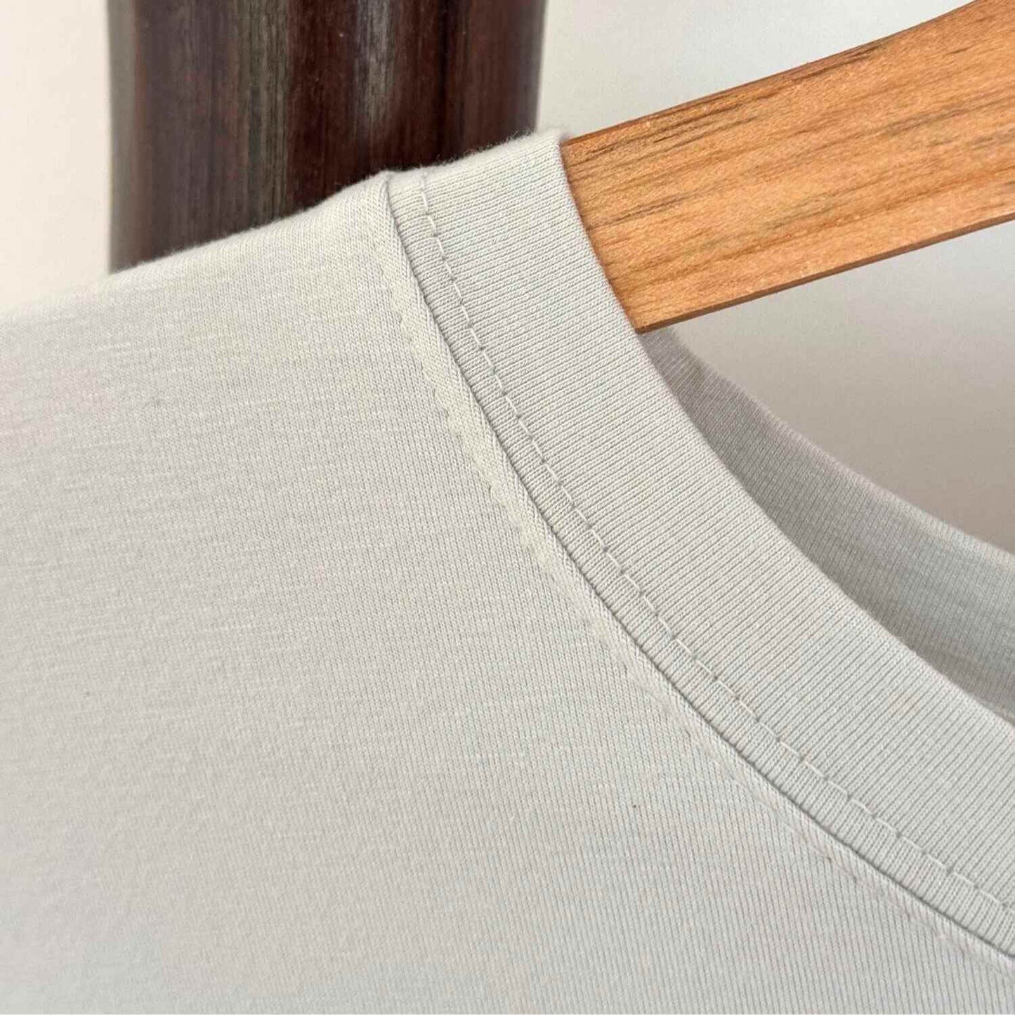 Neck of Bamboo Cotton Crew Neck Shirt in Oyster mushroom- Robumi Lifestyle