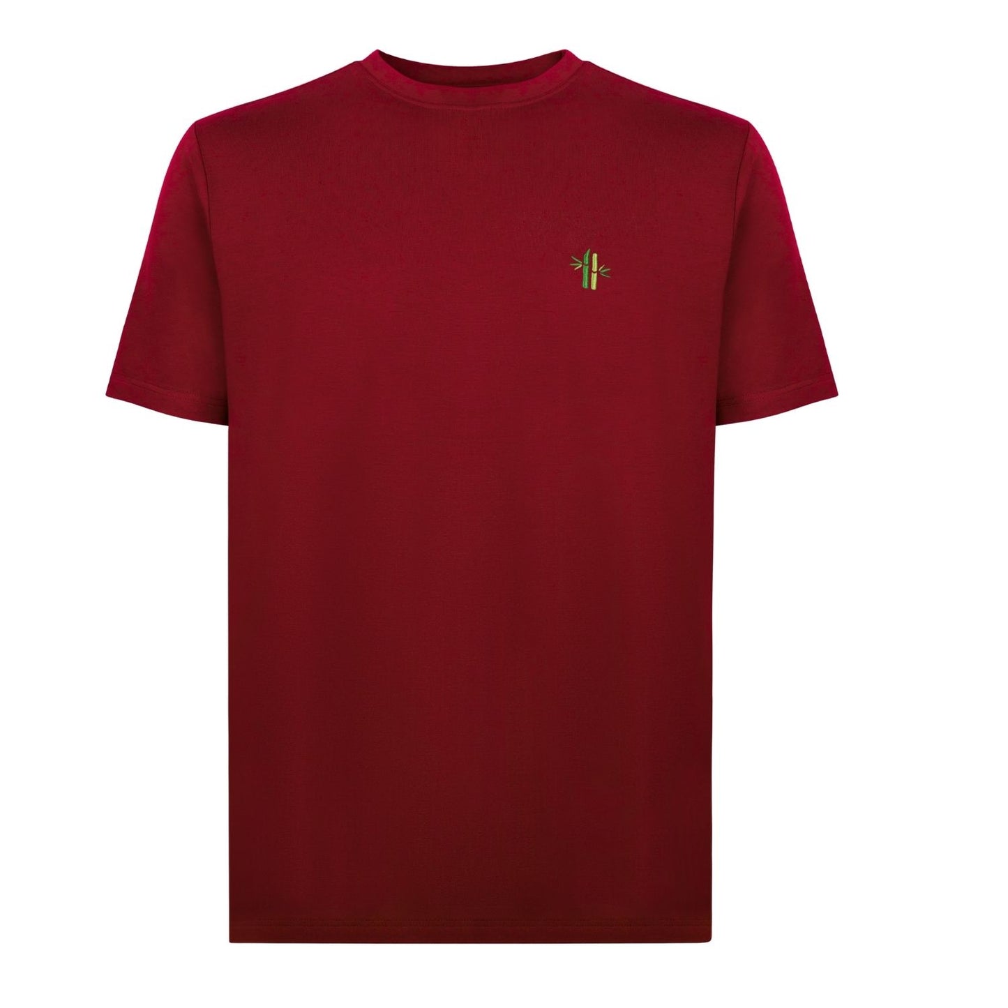 Front view of Bamboo Cotton Crew Neck Shirt in Rosewood Red - Robumi Lifestyle