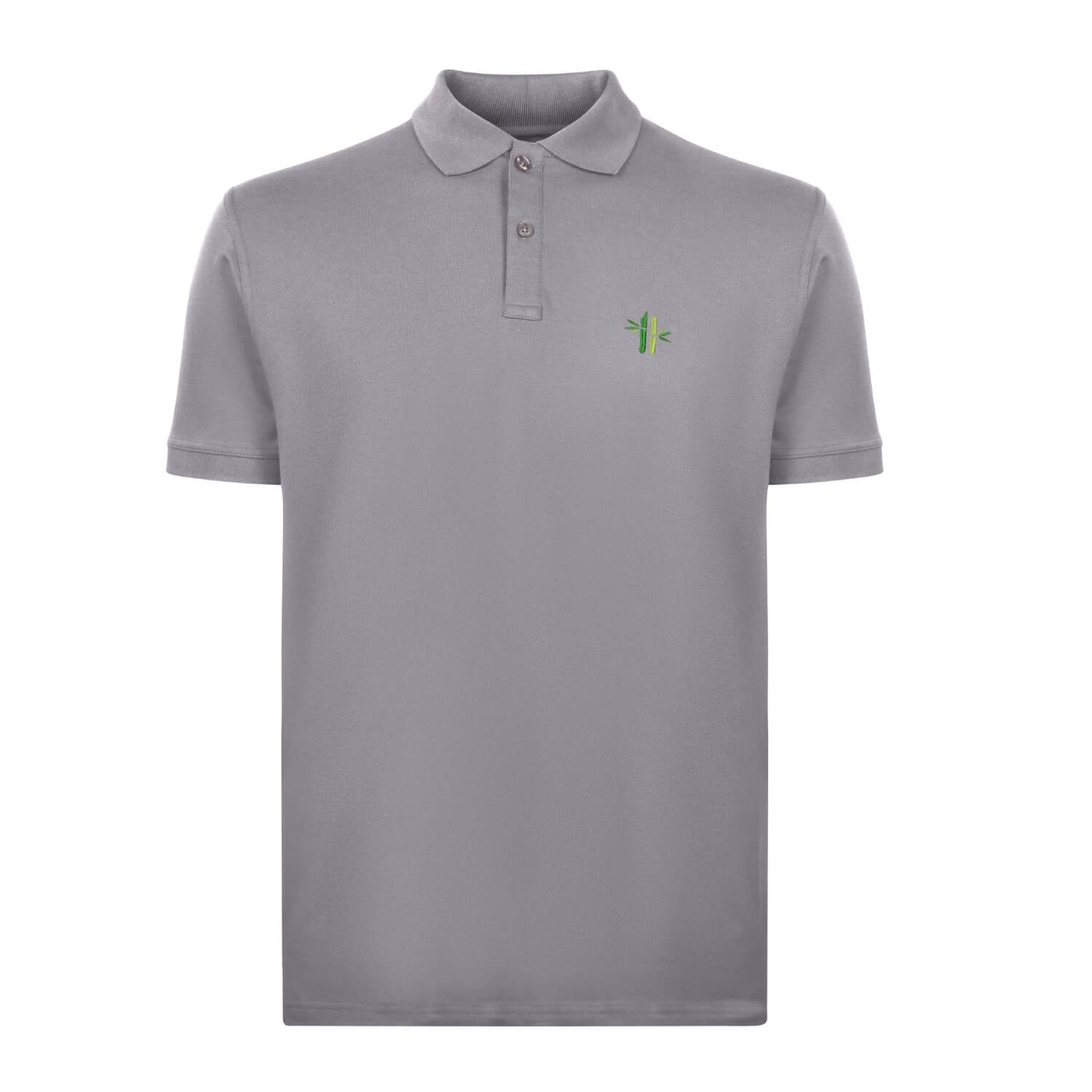 Front of Pique Bamboo Cotton Polo in grey with closed collar - Robumi Lifestyle