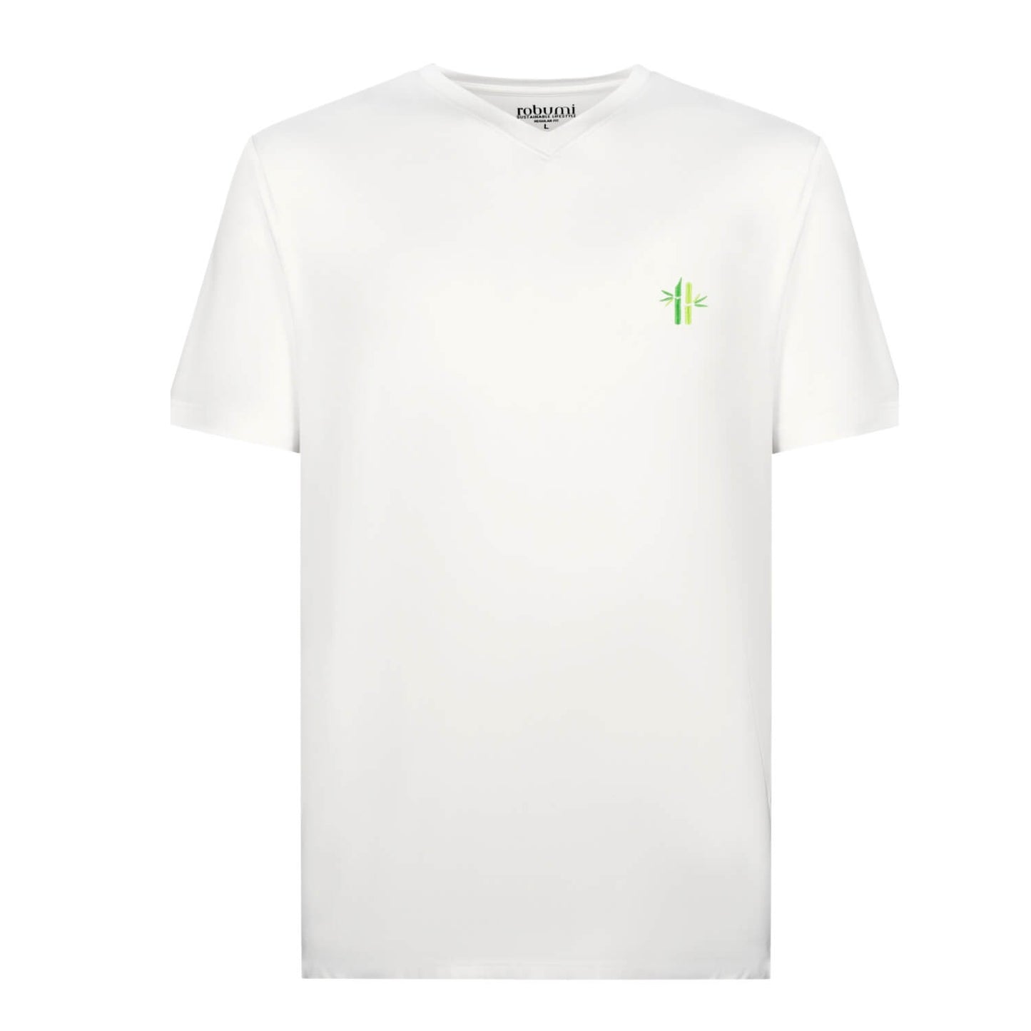 Front of Bamboo Cotton V-neck shirt | Oyster Mushroom - Robumi Lifestyle
