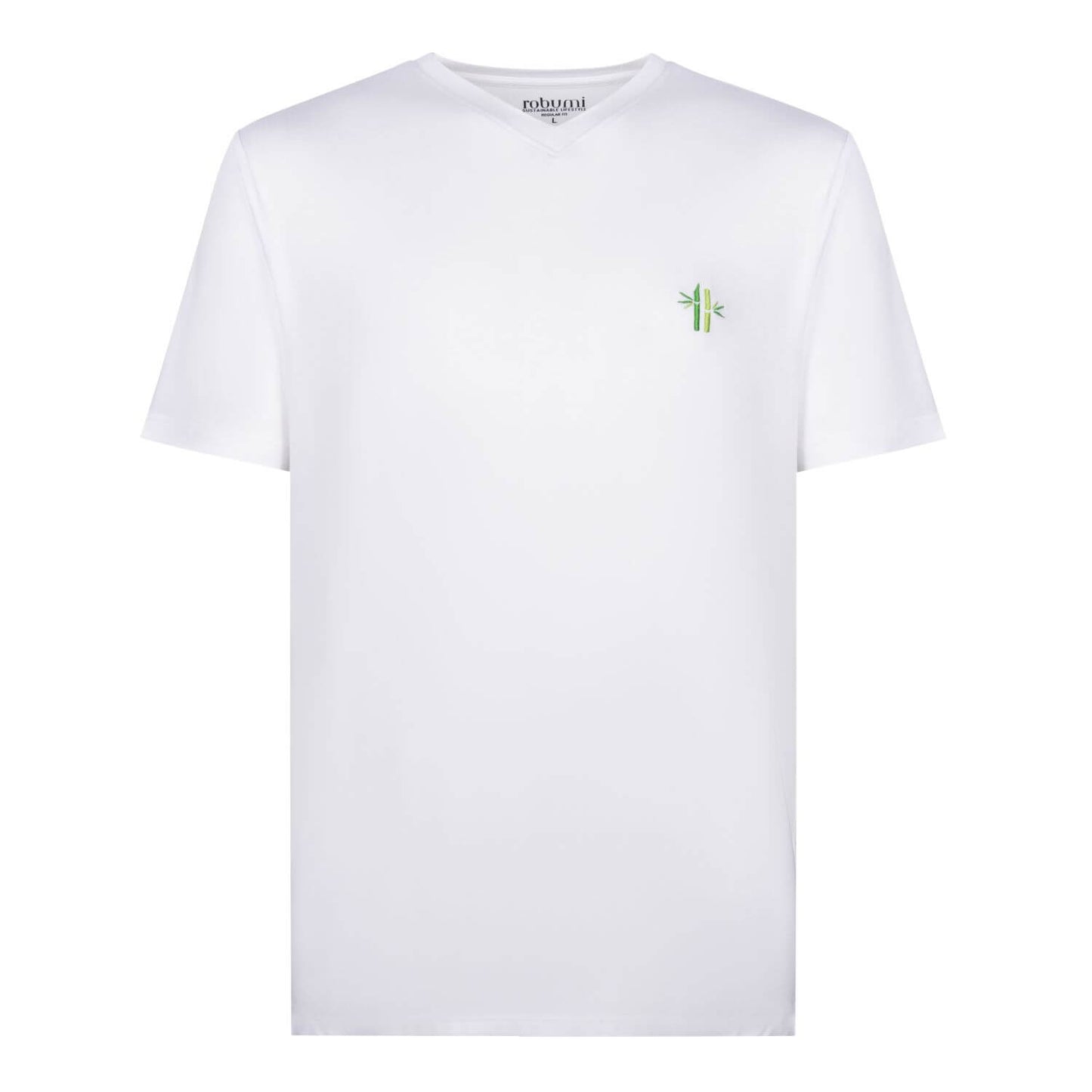 Front of Everyday Bamboo V-neck shirt | Bright White - Robumi Lifestyle