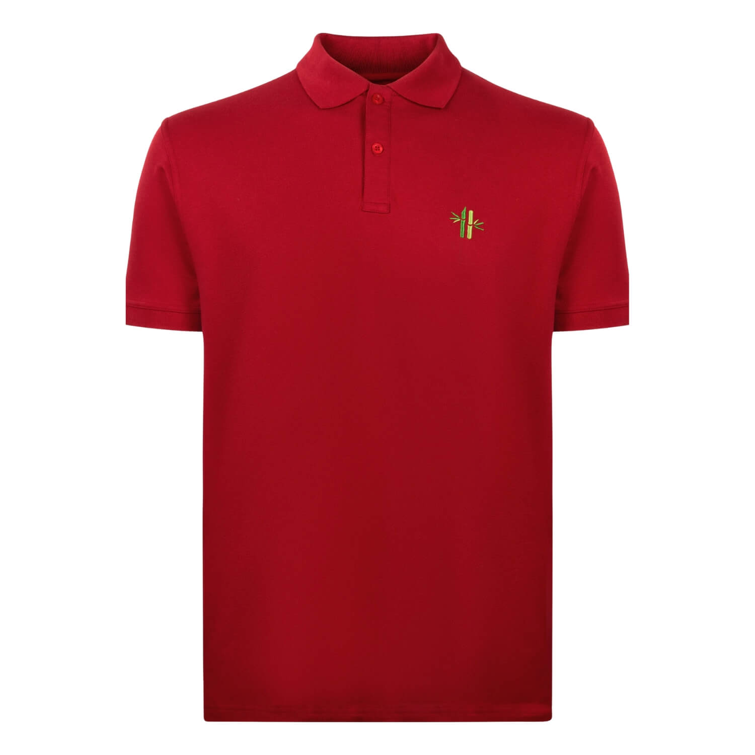 Front view of a regular fit Pique Bamboo Cotton Polo in Rust Red with closed collar - Robumi Lifestyle