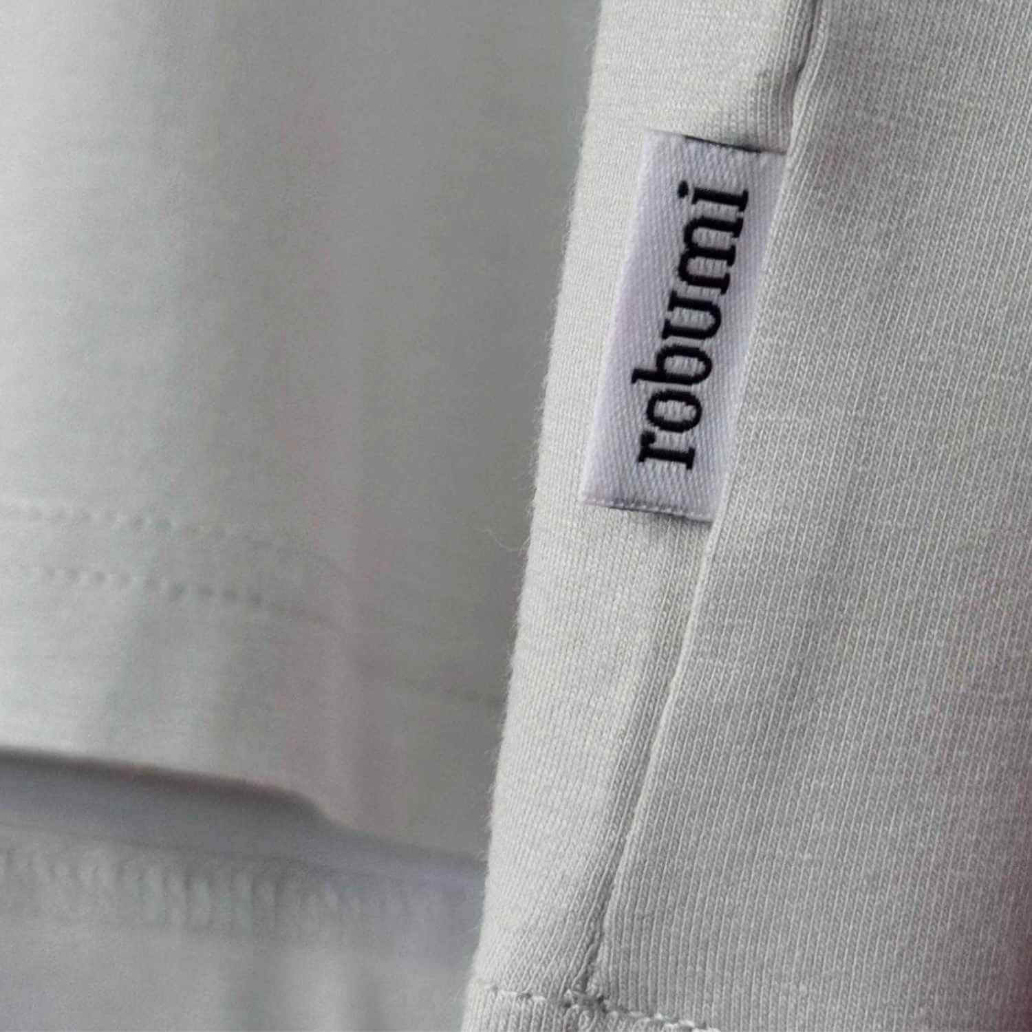 Stitched side label on Bamboo Cotton Shirt in Oyster mushroom- Robumi Lifestyle