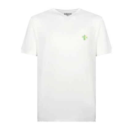 Front of Bamboo Cotton V-neck shirt | Oyster Mushroom - Robumi Lifestyle