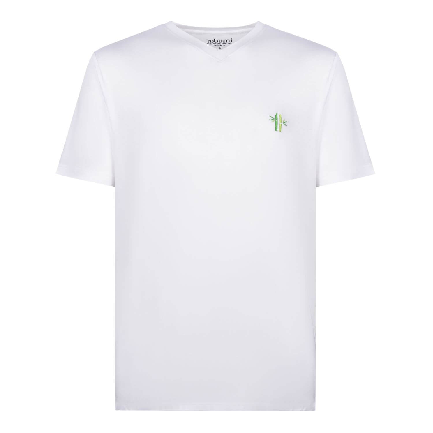 Front of Everyday Bamboo V-neck shirt | Bright White - Robumi Lifestyle