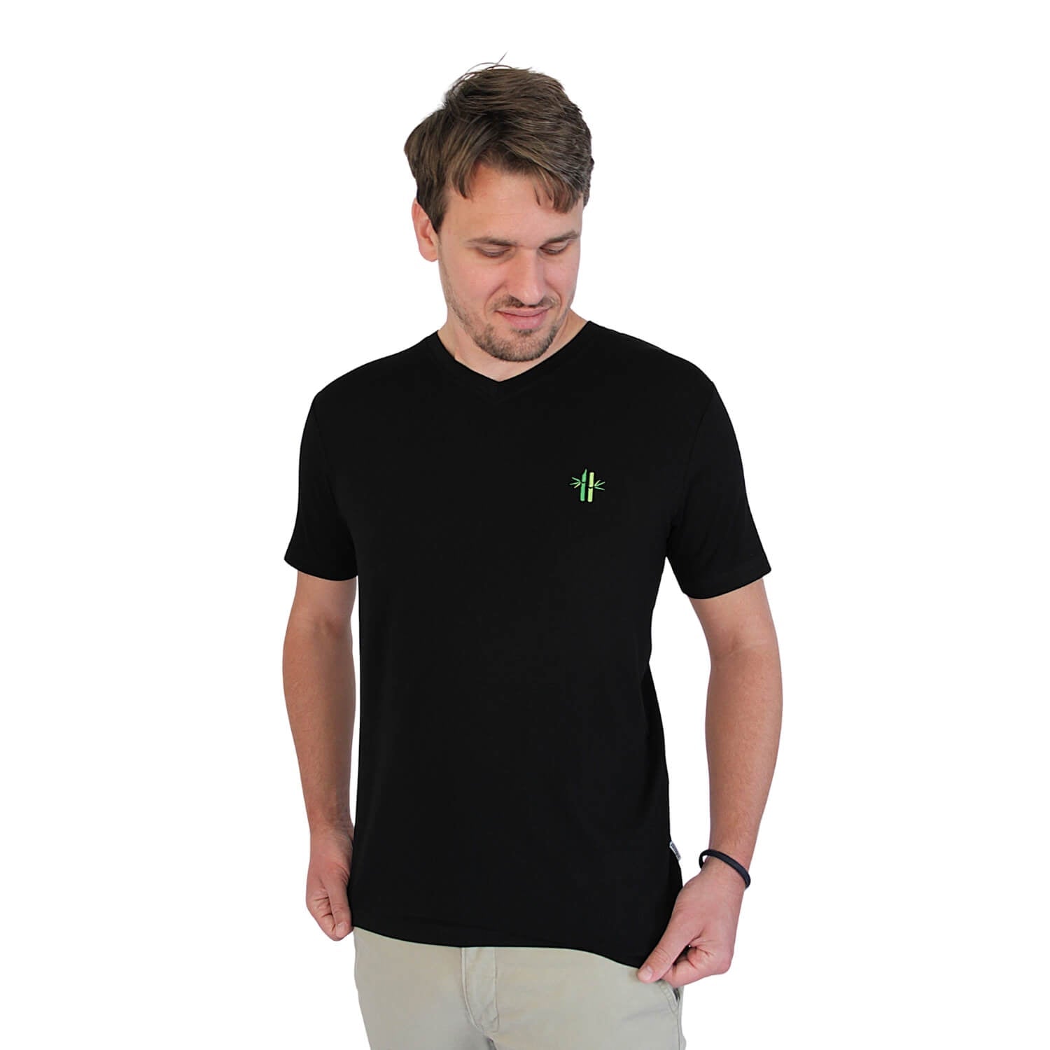Pitch‑Black Bamboo V‑Neck Shirt | Sustainable & Ultra‑Soft - Robumi Lifestyle