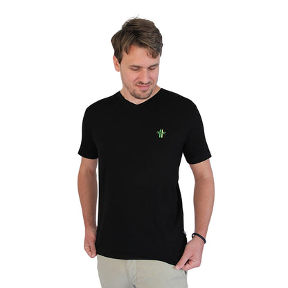 Pitch‑Black Bamboo V‑Neck Shirt | Sustainable & Ultra‑Soft - Robumi Lifestyle